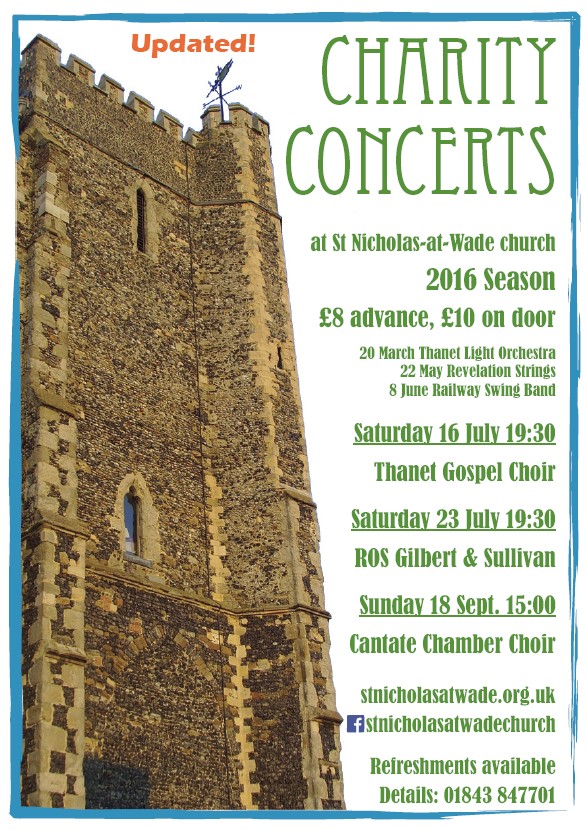 Poster for 2016 concerts at St Nicholas-at-Wade
